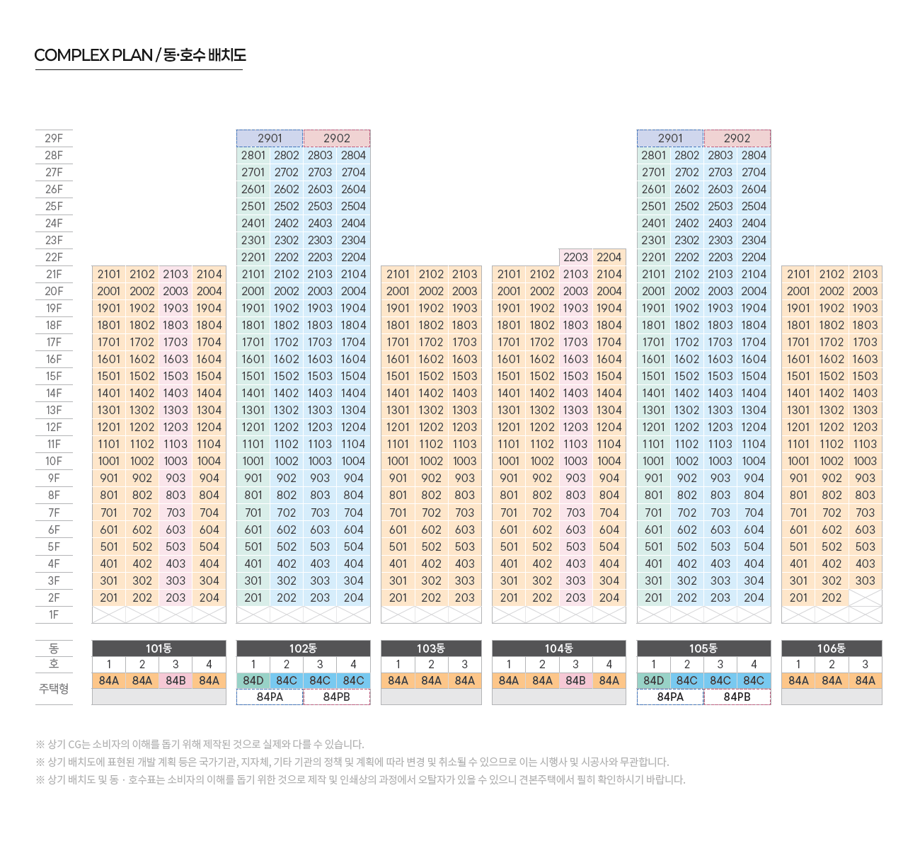 송도 한내들 센트럴리버 동호수배치도
